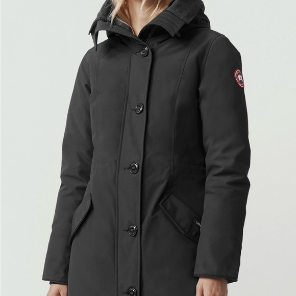 Canada Goose Women's Rossclair Jacket in Navy Size Small WITH FOX FUR TRIM - Picture 4 of 13